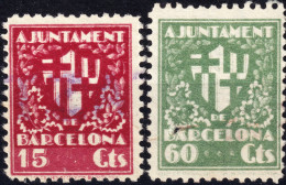 ESPAGNE / ESPANA / SPAIN - AJUNTAMENT DE BARCELONA Sellos Fiscales 15c Carmin Y 60c Verde - Usado (60c Defectuoso) - Fiscaux