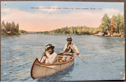 1920 Indians Canoeing On Lake Vermilion, Artist Ppc I-75 - USA Nationalparks