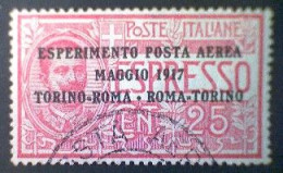 Italy, Scott #C1, Used (o), 1917, First Air Mail Overprint, 25c - Poste Aérienne