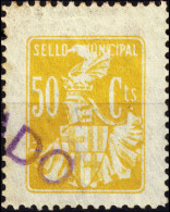 ESPAGNE / ESPANA / SPAIN - Década De 1930 AJUNTAMENT DE BARCELONA Sello Municipal 50c Amarillo - Usado - Fiscali