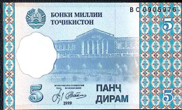 TADJIKISTAN * 5 Diram * Date 1999 * Etat/Grade NEUF/UNC *  - Tagikistan