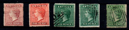 Antigua Nº 2, 2ª, 3/3ª. Año 1863/67 - 1858-1960 Crown Colony