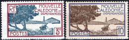 NUOVA CALEDONIA, NEW CALEDONIA, PAESAGGI, LANDSCAPE, 1928, FRANCOBOLLI NUOVI (MLH*) Scott:NC 137B,140 - Neufs