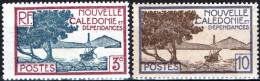 NUOVA CALEDONIA, NEW CALEDONIA, PAESAGGI, LANDSCAPE, 1928, FRANCOBOLLI NUOVI (MLH*) Scott:NC 137B,140 - Nuovi