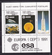 1991 Cipro Turca Turkish Cyprus EUROPA CEPT EUROPE Foglietto MNH** L'Europa E Lo Spazio, Europe And The Space Leaflet - 1991