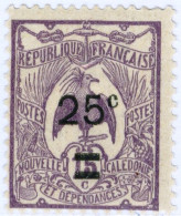 NUOVA CALEDONIA, NEW CALEDONIA, FAUNA, UCCELLI, BIRDS, 1924, FRANCOBOLLI NUOVI (MLH*) Scott:NC 124, Yt:NC 127 - Unused Stamps