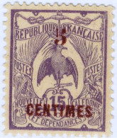 NUOVA CALEDONIA, NEW CALEDONIA, FAUNA, UCCELLI, BIRDS, 1918, FRANCOBOLLI NUOVI (MLH*) Scott:NC 122, Yt:NC 113 - Neufs