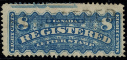 CANADA - YVERT REGISTRED 3 - 8 CENTS BLEU - SIGNE BRUN - OBLITERE - Oblitérés