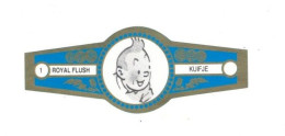 1) Bague De Cigare Série Tintin Bleue Dorée Royal Flush Kuifje Tintin Détective En Superbe.Etat - Advertisement