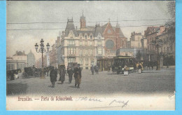 Bruxelles-1900-Porte De Schaerbeek-Vieille Voiture-Tacot-Tram 32B Hyppomobile-Tramway-Animée-Colorisée-Précurseur - Schaerbeek - Schaarbeek