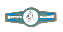 2) Bague De Cigare Série Tintin Bleue Dorée Royal Flush Kuifje Milou Chien Dog Cane En Superbe.Etat - Oggetti Pubblicitari