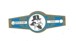 3) Bague De Cigare Série Tintin Bleue Dorée Royal Flush Kuifje Le Professeur Siclone En Superbe.Etat - Werbeobjekte