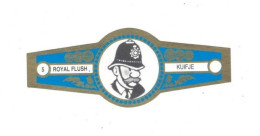 5) Bague De Cigare Série Tintin Bleue Dorée Royal Flush Kuifje Agent De Police En Superbe.Etat - Objets Publicitaires