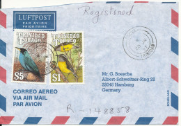 Trinidad & Tobago Registered Air Mail Cover Sent To Germany 20-6-1996 BIRDS - Trinidad Y Tobago (1962-...)