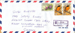 Trinidad & Tobago Registered Air Mail Cover Sent To Germany 19-7-1999 BIRDS And FLOWERS - Trindad & Tobago (1962-...)