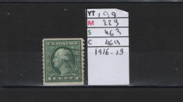 PRIX FIXE Obl 199 YT 223 MIC US463 SCO US469 GIB Washington 1 Cent  1916 Etats Unis 58/06 Dentelé 2 Cotés - Used Stamps