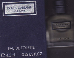 Miniature De Parfum - Dolce Gabbana Pour Homme - Edt - 4,5ml - Pleine Avec Boite En Feutrine - Mignon Di Profumo Uomo (con Box)