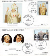 GABON A 217/18 Fdc SS Pape Jean-Paul II, Poland, Papes Paul VI Et Jean-Paul I - Papi