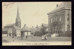 CPA 59 - AUBY - LA PLACE, LA MAIRIE, L'EGLISE - Auby