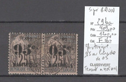 Martinique - Yvert 29ba - Paire Avec 95 Au Lieu De 05 Tenant à Normal - SIGNE BRUN - Used Stamps