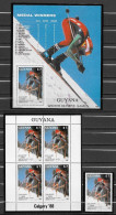 Guyana Timbre+Bloc+feuillet JO 88 ** - Invierno 1988: Calgary