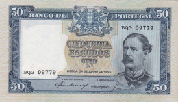 PORTUGAL BANK NOTE - BANKNOTE - 50$00 - CH 7   - 24/07/1955 USED - Portogallo