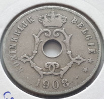 BELGIQUE LEOPOLD II 25 CENTIMES 1908 VL COTES : 1,25€-5€-25€-65€ - 25 Cent