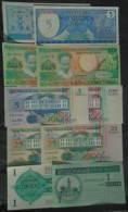 SURINAME , P 125	 132b 136b 138c 139a 155 ,  5 25 100 Gulden + 1 Dollar ,  1991 1996 2003 , UNC , 10 Notes - Surinam