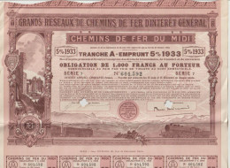 Chemins De Fer Du Midi 1933 Décoré  Carcassonne Locomotive - Ferrocarril & Tranvías
