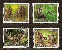 Rwanda Ruanda 1988 Yvert 1259-1262 OBCn° 1324-27 *** MNH  Cote 14,00 Euro Faune Singes Apen - Nuovi