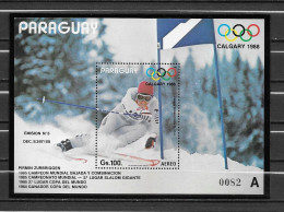 Paraguay Bloc Slalom Géant A JO 88 ** - Winter 1988: Calgary