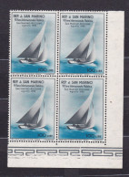 1955 San Marino Saint Marin VELA I° Giornata Filatelica RICCIONE 4 Serie 100L Azzurro-nero Quartina MNH**SAIL BOAT Bl.4 - Vela