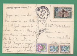 Carte Postale Taxée ( 3 Timbres Taxe ) Postée à 34 Marseillan Et Arrivée à 16 Angoulême En 1976 - 1960-.... Covers & Documents