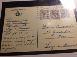 Oblitération Leuze Sur Carte Postale 6,50fr + 2x 50c. - Briefkaarten 1951-..