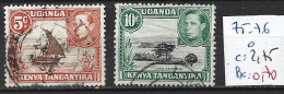 KENYA OUGANDA & TANGANYKA 75-76 Oblitérés Côte 2.75 € - Kenya, Oeganda & Tanganyika