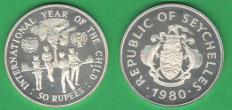 Seycelles 50 Rupee 1980 Year Of The Child Silver Proof Coin   ∇ 2 - Seychellen