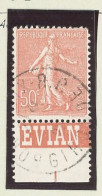 BANDE PUB -N°199- TYPE I   SEMEUSE LIGNÉE 50c ROUGE Obl - N**-PUB  EVIAN (MAURY 56 ) - - Usados