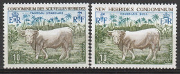 Nouvelles Hébrides Taureau Charolais 1975 France Anglaise N°408/409 Neuf** - Ungebraucht