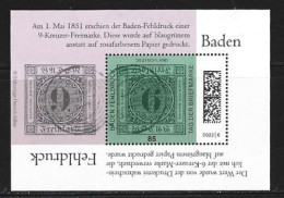 2022: Erreur "Baden 9 Kreuzer 1851",la Plus Grande Rareté Philatélique Au Monde., Bloc-feuillet Neuf ** - 2021-…