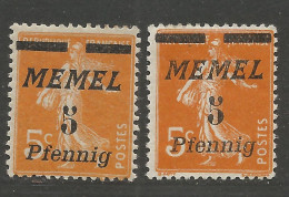 MEMEL N° 45 X 2 Nuances  NEUF* CHARNIERE  / Hinge / MH - Unused Stamps