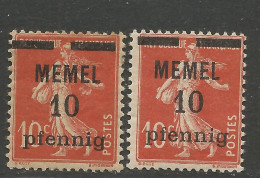 MEMEL N° 19 Papier GC Et Normal  NEUF* CHARNIERE  / Hinge / MH - Unused Stamps