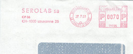 Serolab SA 1000 Lausanne 71725 Le Chalet à Gobet 2001 - Postage Meters