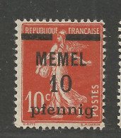 MEMEL N° 19 Surcharge Déplacée République Française Non BarréNEUF* CHARNIERE  / Hinge / MH - Ongebruikt