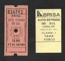 Portugal 2 Billets Brisa Autoestrada Do Sul Nó De Coina Barreiro Autoroute Années 1980 Years Highway 2 Tickets - Other & Unclassified
