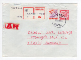 1990. YUGOSLAVIA,SLOVENIA,PTUJ RECORDED,AR STATIONERY COVER,USED TO BELGRADE,INFLATION - Postwaardestukken