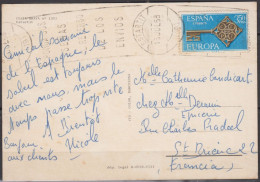 Espagne  EUROPA  3p.50  Y T. 1523  Sur CPSM   De ESTARTIT  1968  Pour  ST-BRIEUC  C.du.N. - Lettres & Documents