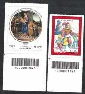 Italia 2017; Natale Religioso € 0,95 + Natale Laico € 1,00 , Serie Completa A Barre. - Bar Codes