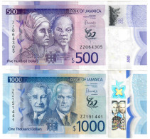 SET Jamaica 500 & 1000 Dollars 2022 (2023) VF "ZZ" Replacement - Jamaique