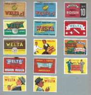 14 étiquettes Allumettes Tabac Tabak Cigarettes Cigaretten WELTA  Matchbox Labels (Belgian) - Boites D'allumettes - Etiquettes