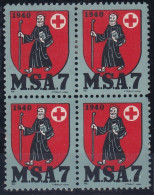 Sanität 61 - Vierer-Block Gezähnt - M.S.A. 7 - Postfrisch/**/MNH - Labels